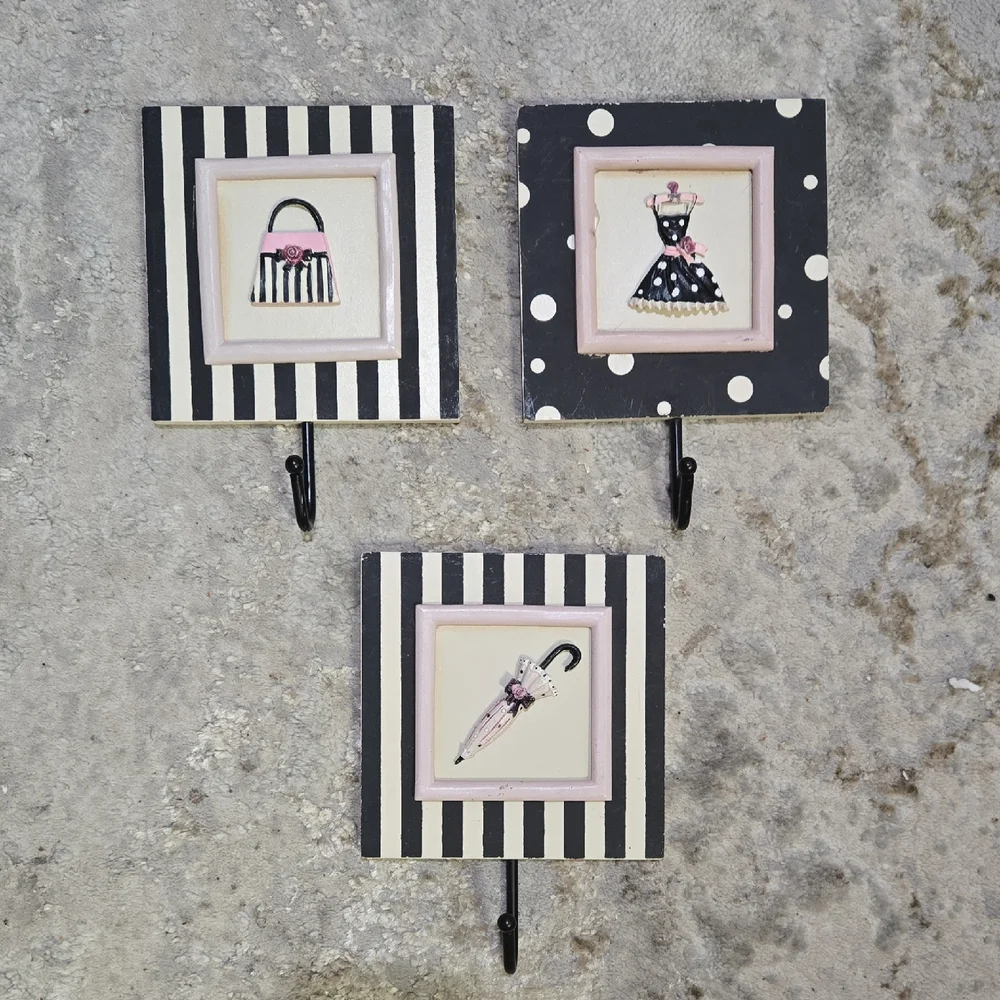 Pottery Barn Striped and Polka Dot Wall Hooks